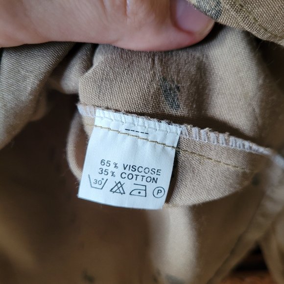 Vintage 80s Neutral Paint Splatter Shoulder Pad Skirt Set Suit Separates - Picture 9 of 16